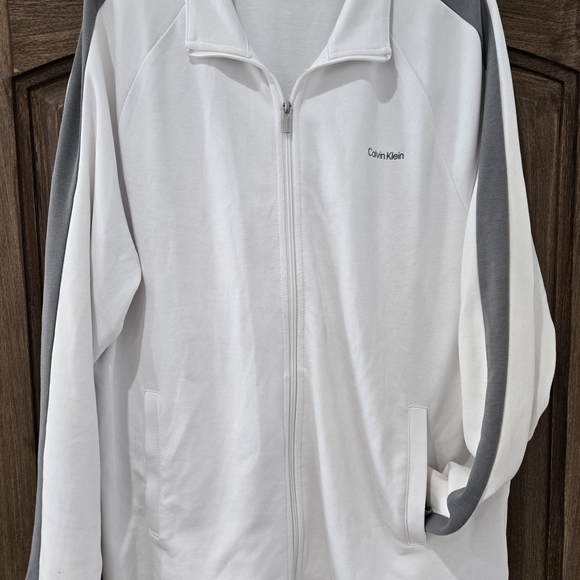 Calvin Klein White and Gray Track Jacket - Picture 1 of 4